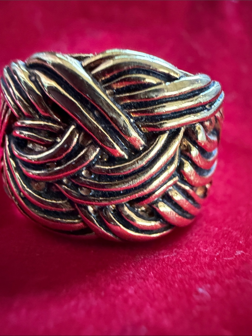 Gold-Tone Braided Statement Ring, J0296